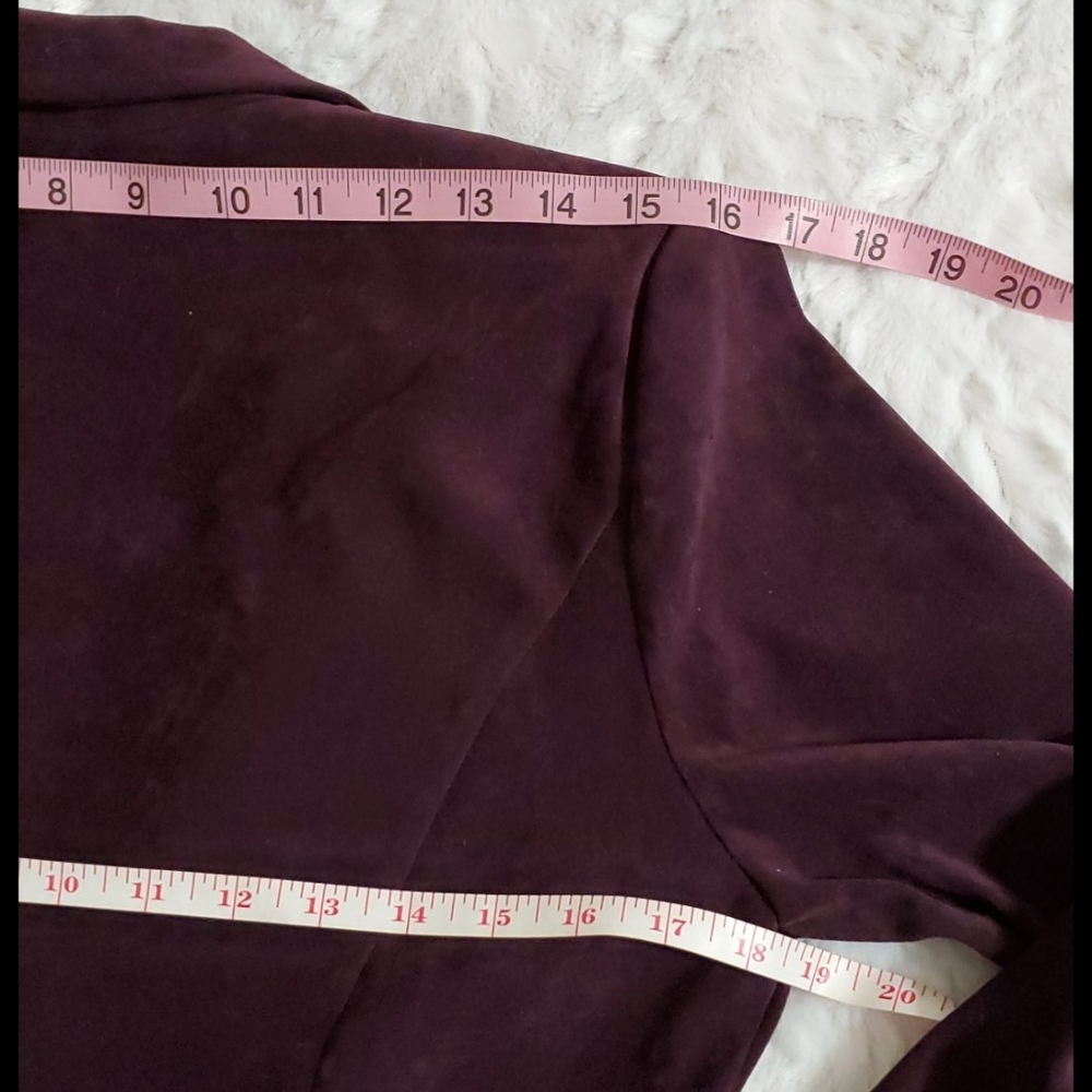 R & K Maxi coat Burgundy 3 buttons velvety feel sz. 6P - Picture 12 of 12